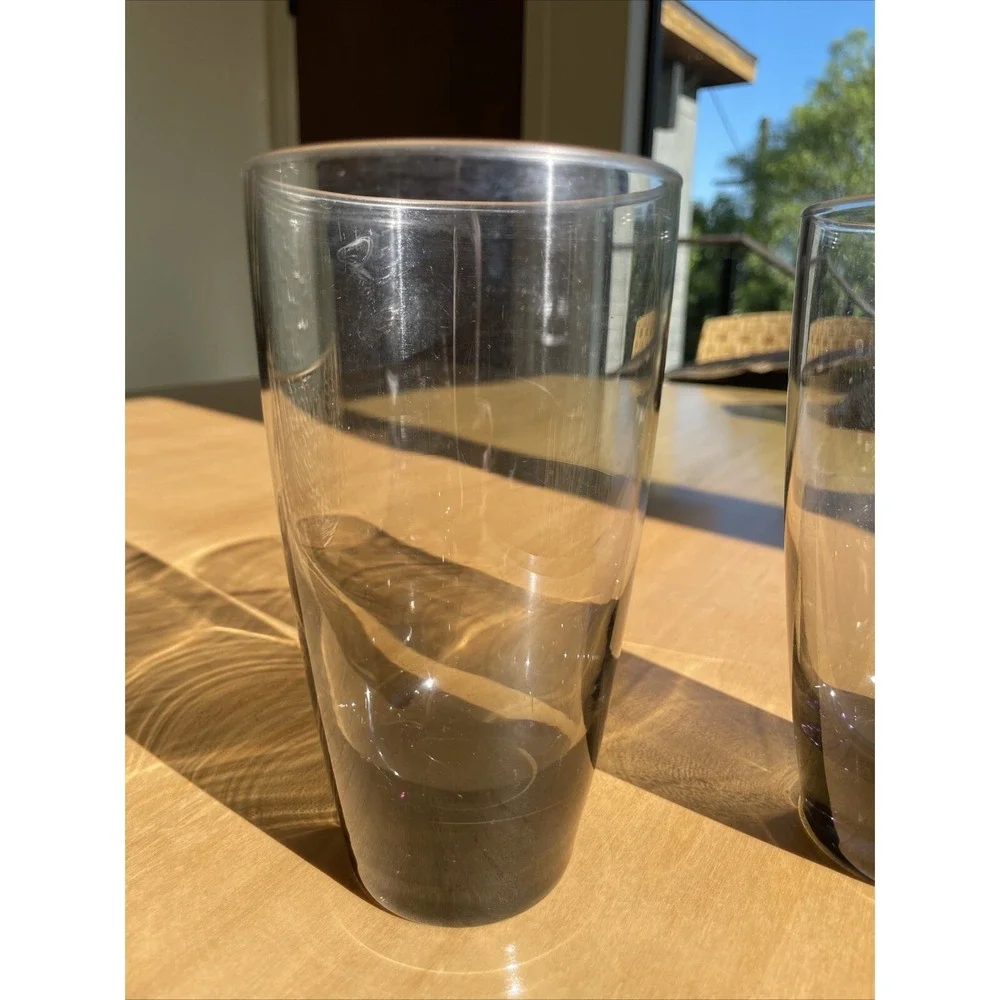 Libbey Vintage Glassware Smokey Set Of 2 Cursive 